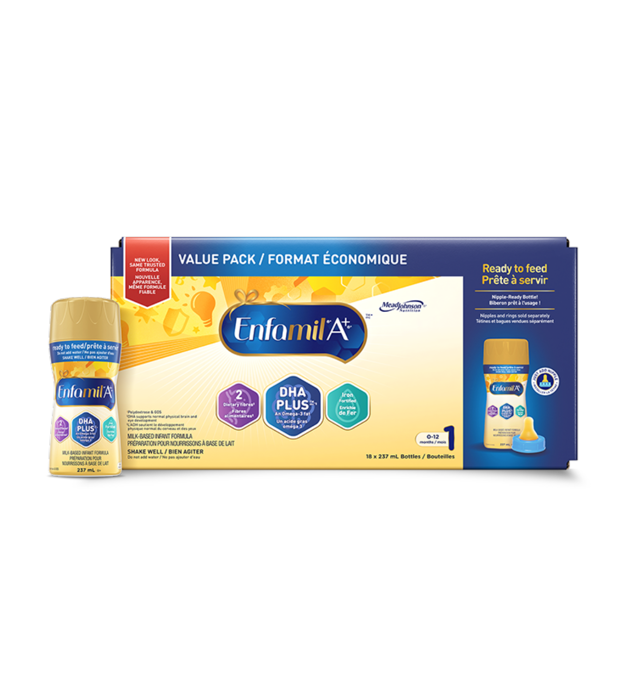 Enfamil A+ Infant Formula, Nipple-Ready to Feed Bottles, 237mL