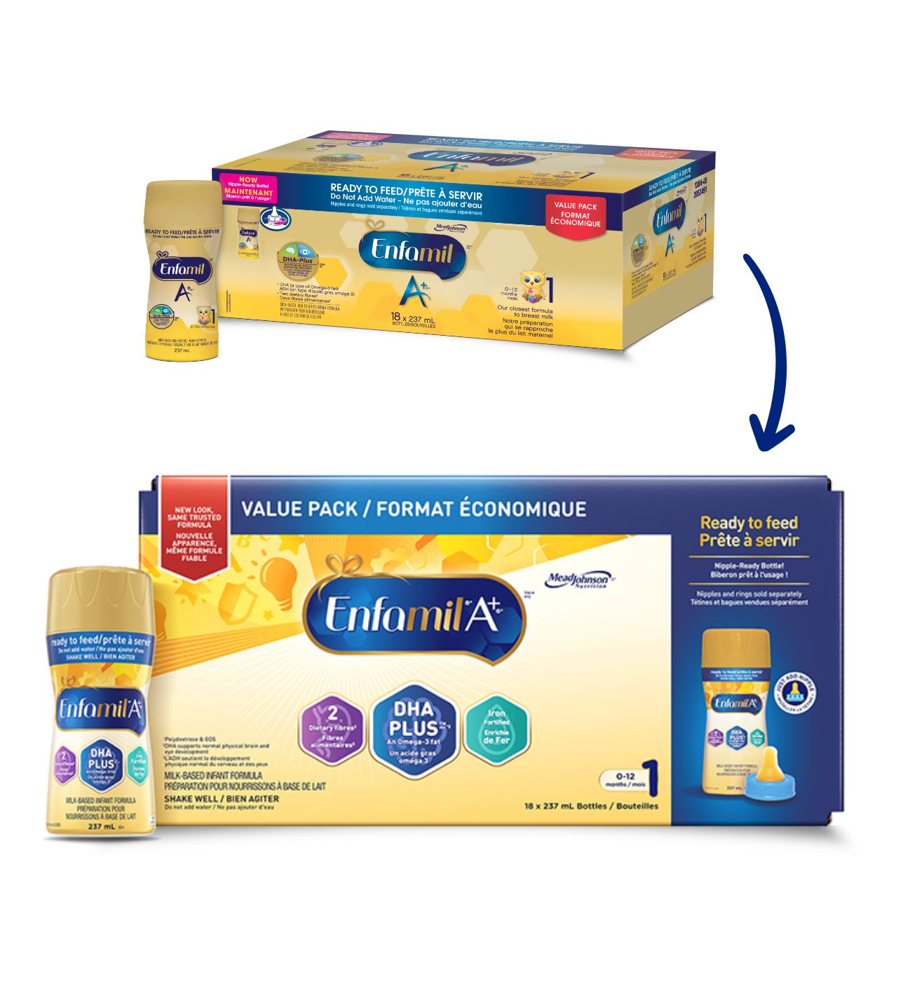 Enfamil A+ Infant Formula, Nipple-Ready to Feed Bottles, 237mL