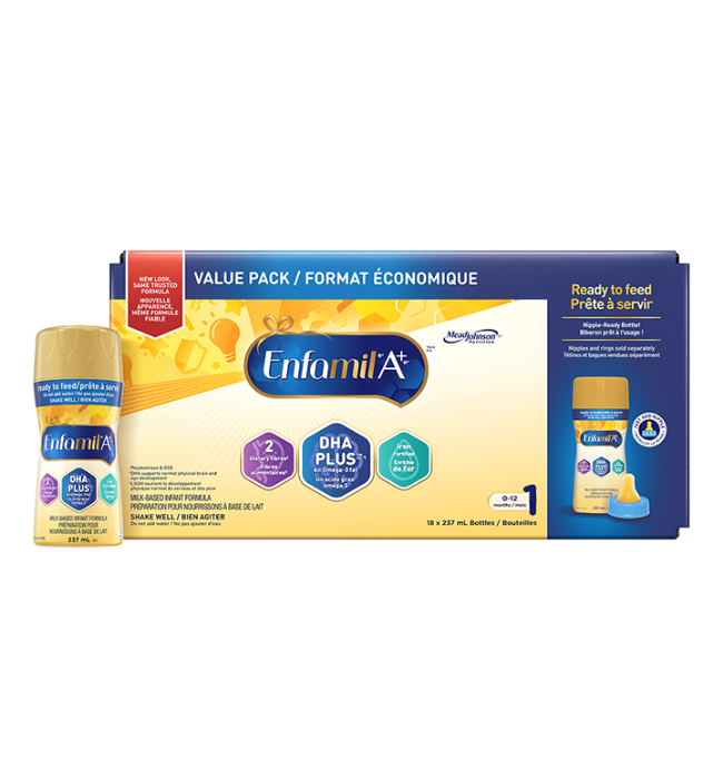 Enfamil A+ Infant Formula, Nipple-Ready to Feed Bottles, 237mL