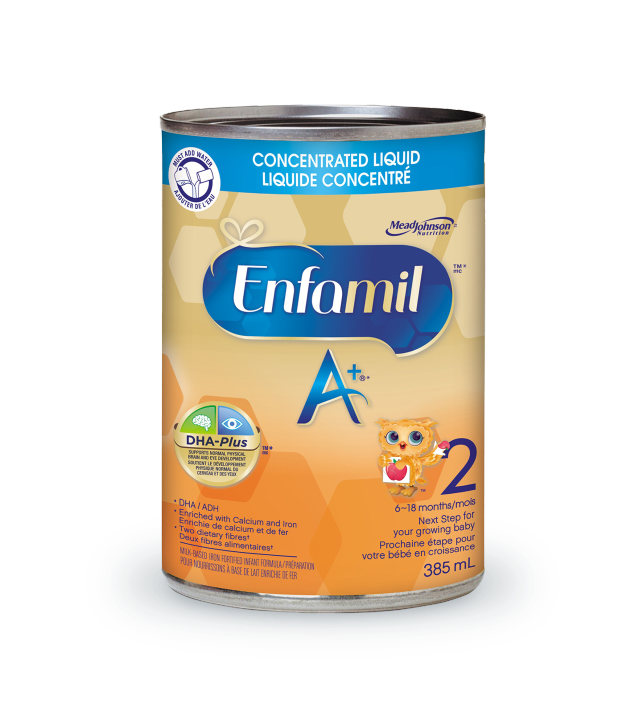 Préparation pour nourrissons Enfamil A+® 2 liquide concentré, boîte 385mL, emballage de 12