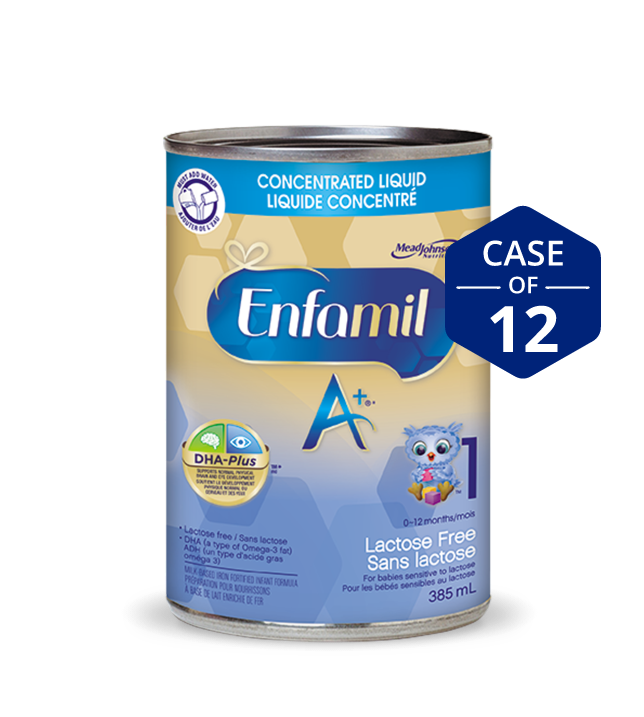 Préparation pour nourrissons Enfamil A+® Sans lactose, liquide concentré, boîte 385mL, emballage de 12