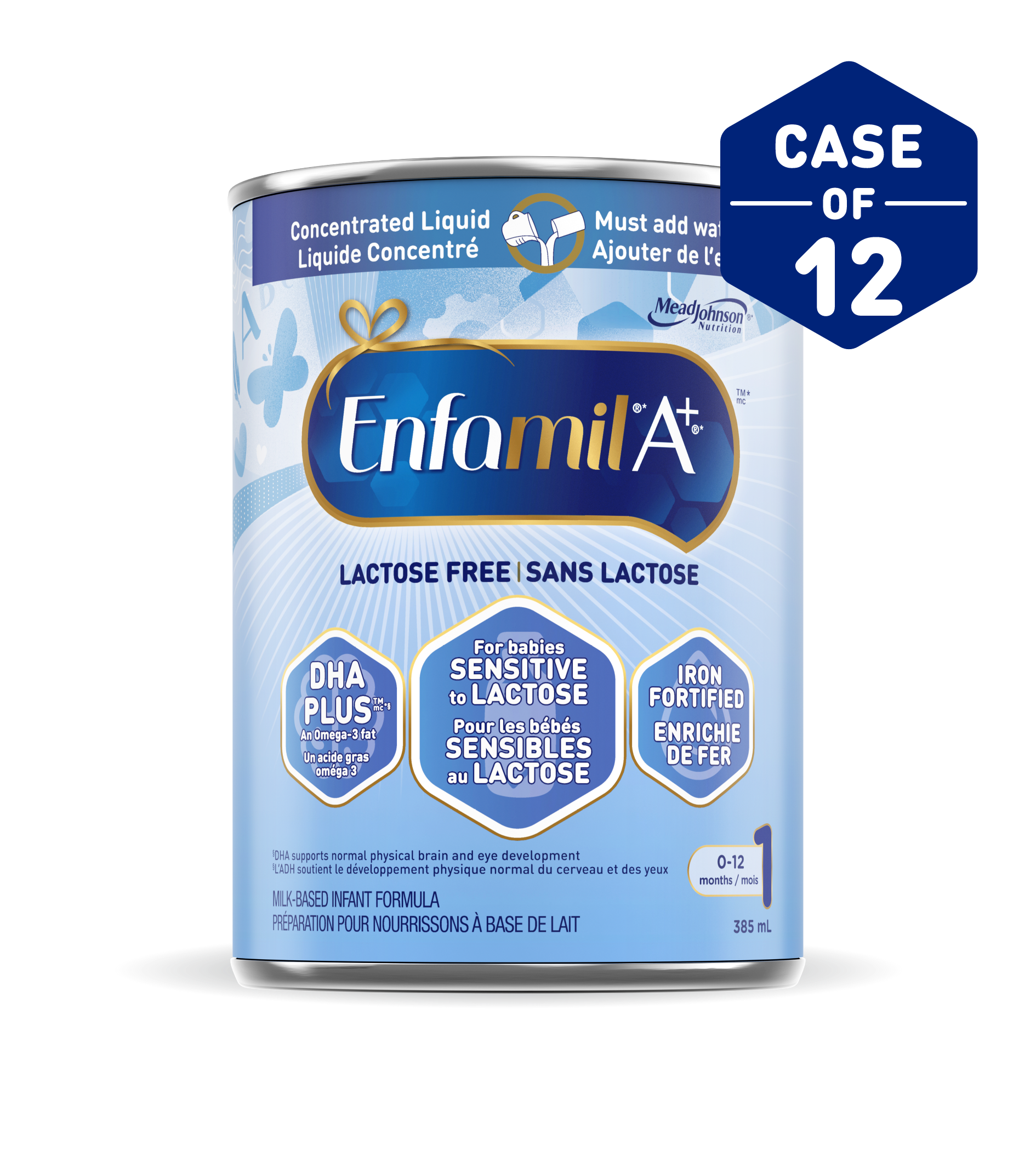 Enfamil A+ Lactose Free Infant Formula, Concentrated Liquid, 385mL, 12 cans
