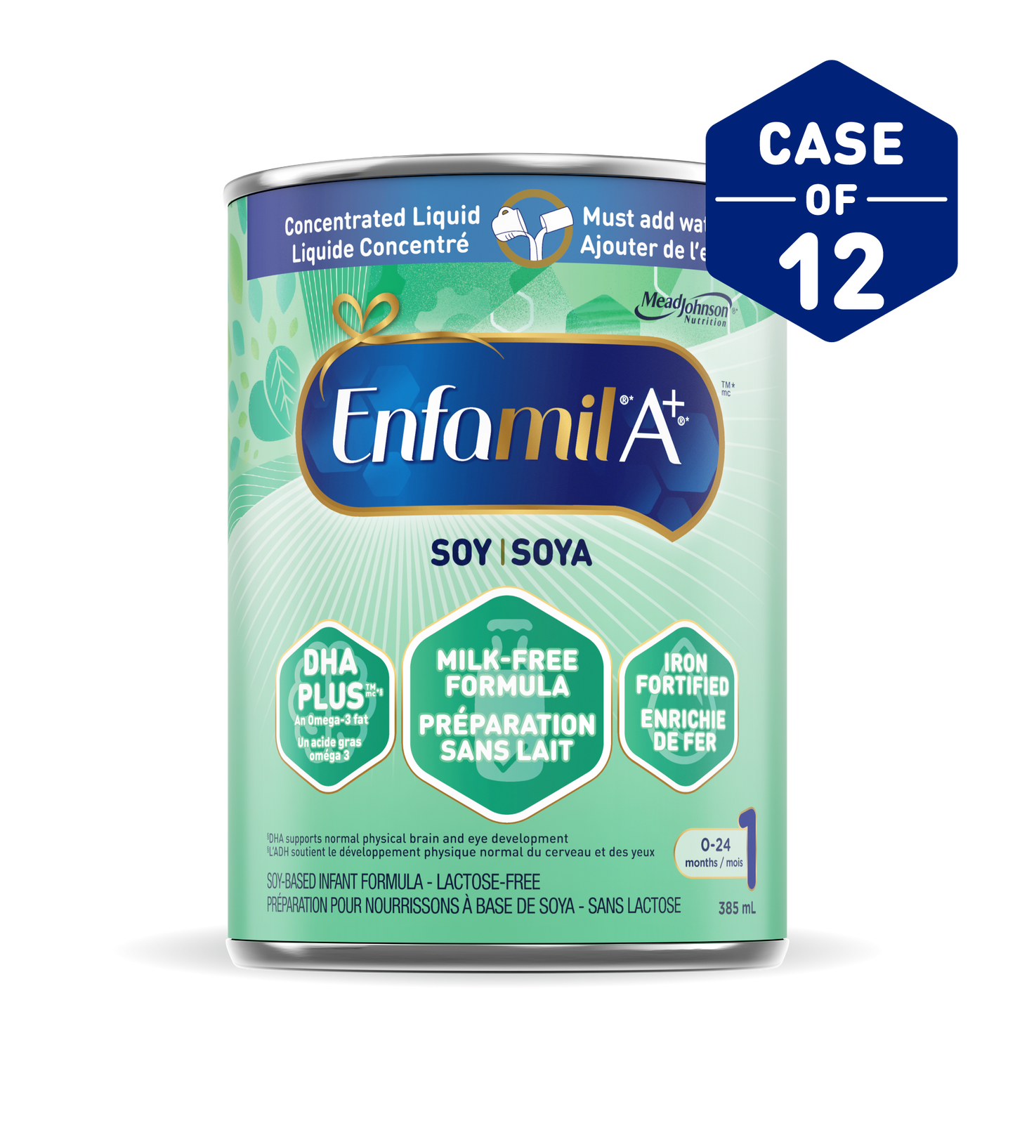 Préparation pour nourrissons Enfamil A+® Soya, liquide concentré, boîte 385mL, emballage de 12