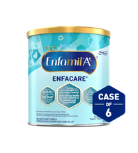Enfamil Enfacare baby formula canister on a light blue background