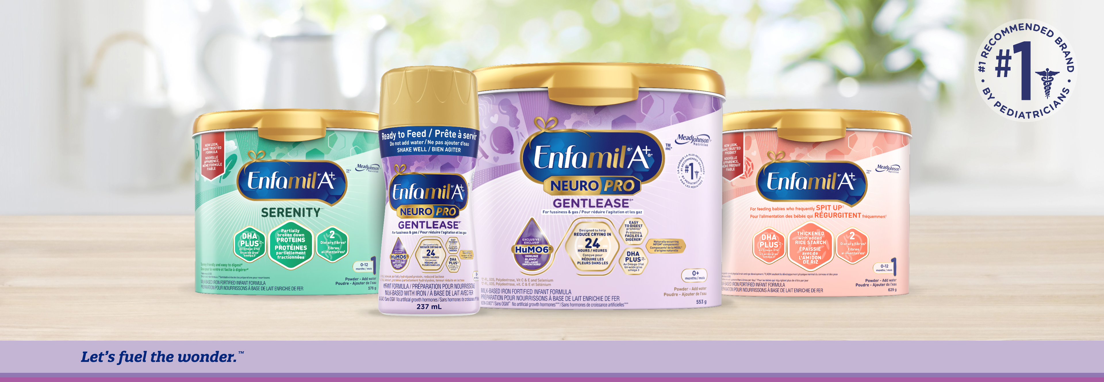 Enfamil A+<sup>®</sup> NeuroPro<sup>™</sup> Gentlease<sup>®</sup> is designed to help reduce fussiness, crying, and gas in 24 hours*