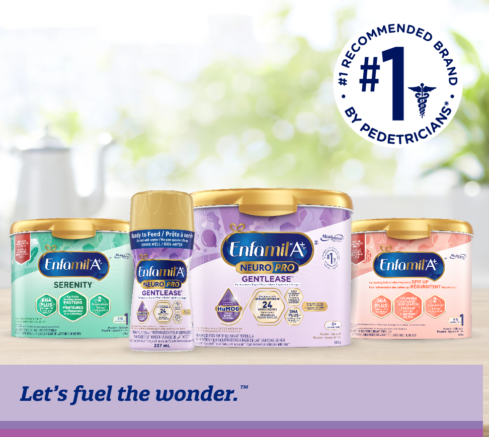 Enfamil A+<sup>®</sup> NeuroPro<sup>™</sup> Gentlease<sup>®</sup> is designed to help reduce fussiness, crying, and gas in 24 hours*