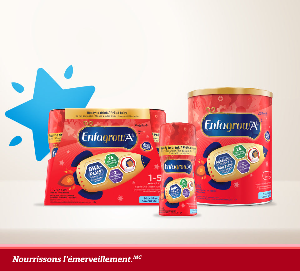 Préparations pour nourrissons Enfamil A+<sup>®</sup> et boisson nutritionnelle pour tout-petits Enfagrow A+<sup>®</sup>
