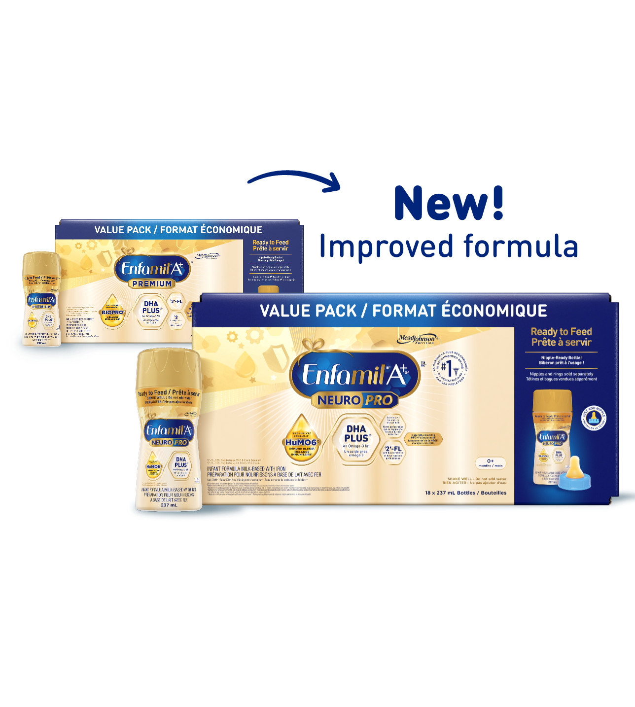 Préparation pour nourrissons Enfamil A+ NeuroPro, bouteille prête à servir et prête à utiliser la tétine