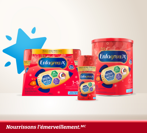 Préparations pour nourrissons Enfamil A+<sup>®</sup> et boisson nutritionnelle pour tout-petits Enfagrow A+<sup>®</sup>