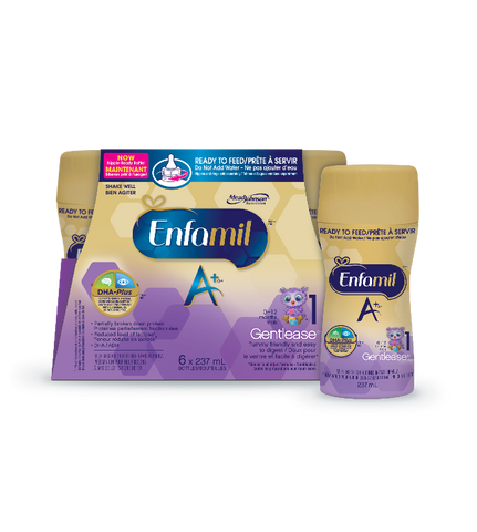 Enfamil A Gentlease Infant Formula Nipple Ready to Feed Bottles 237mL