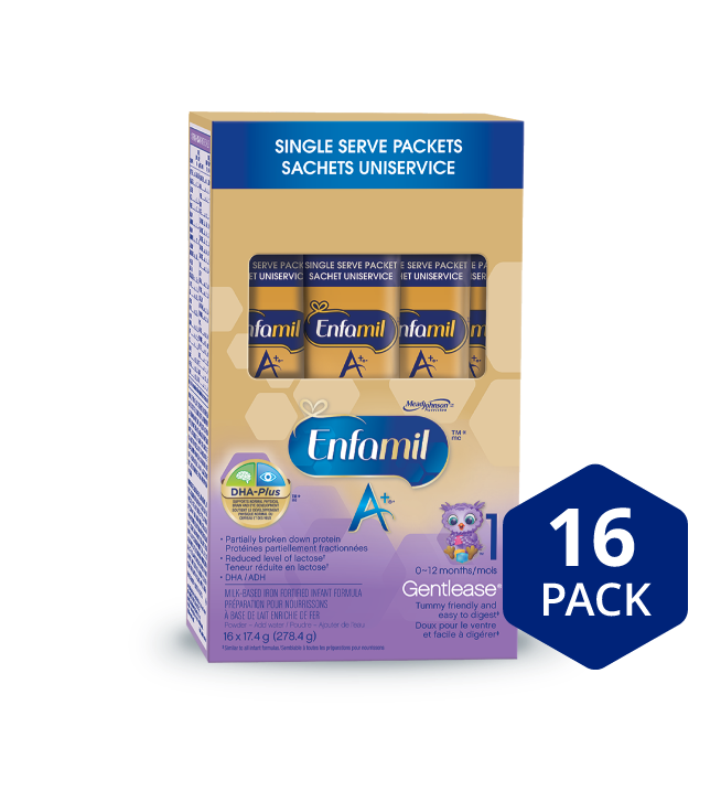 Enfamil A+ Gentlease Infant Formula, Single Serve Powder, 17.4g