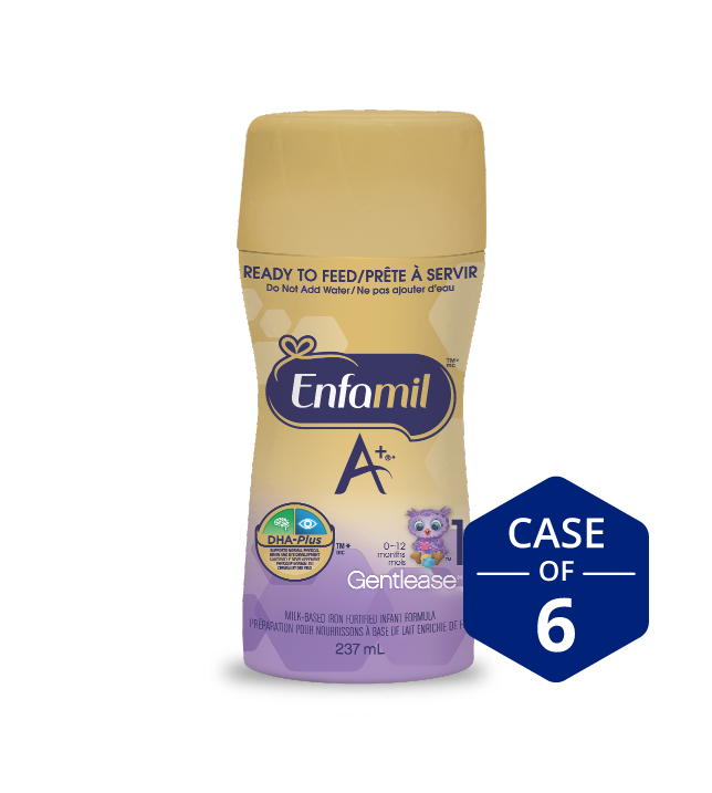 Enfamil A+ Gentlease Infant Formula, Nipple-Ready to Feed Bottles, 237mL