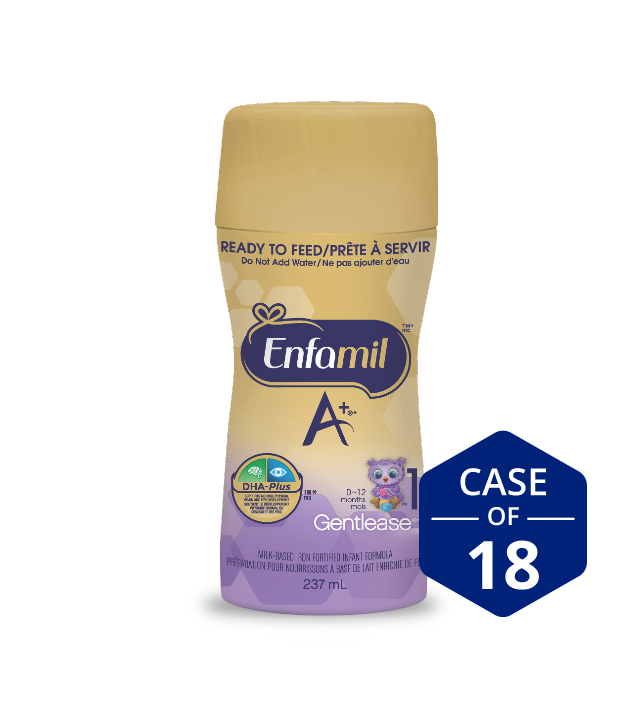 Enfamil A+ Gentlease Infant Formula, Nipple-Ready to Feed Bottles, 237mL