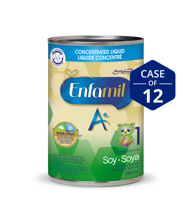 Préparation pour nourrissons Enfamil A+® Soya, liquide concentré, boîte 385mL, emballage de 12